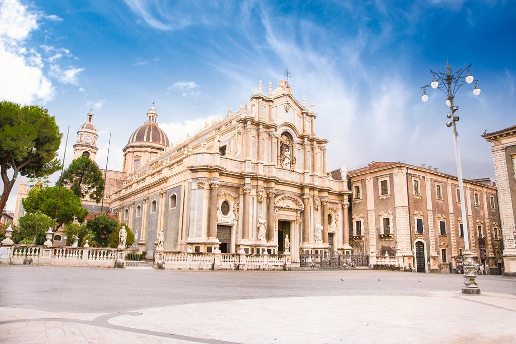 Piazza del Duomo in Catania with the Cathedral of Santa Agatha