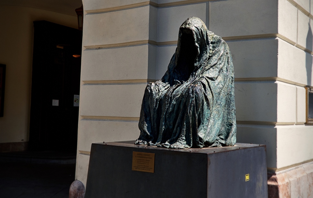 Czech Republic. Prague. Sculpture Anna Chrome "il commendatore", spirit of the opera Mozart "Don Giovanni" in Prague. 18 June 2016.